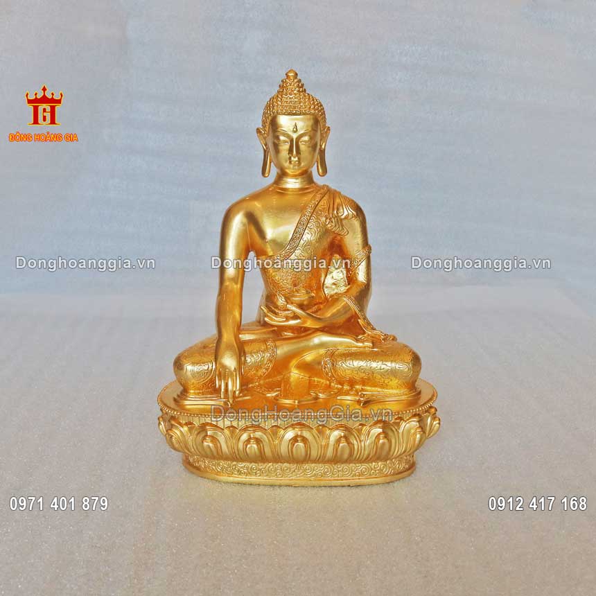 Pho tượng Phật Thích Ca Mâu Ni bằng đồng dát vàng 24K mẫu nhỏ để bàn
